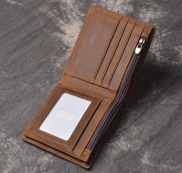 Cool RFID Leather Mens Bifold Small Wallet billfold Wallet Front Pocket Wallets for Men