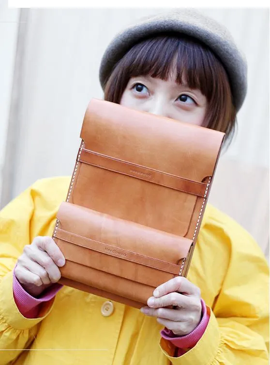 Cool Wooden Brown Leather Mens Long Wallet Brown Long Wallet for Men