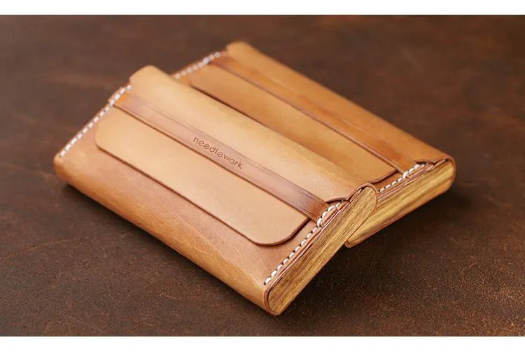 Cool Wooden Brown Leather Mens Long Wallet Brown Long Wallet for Men