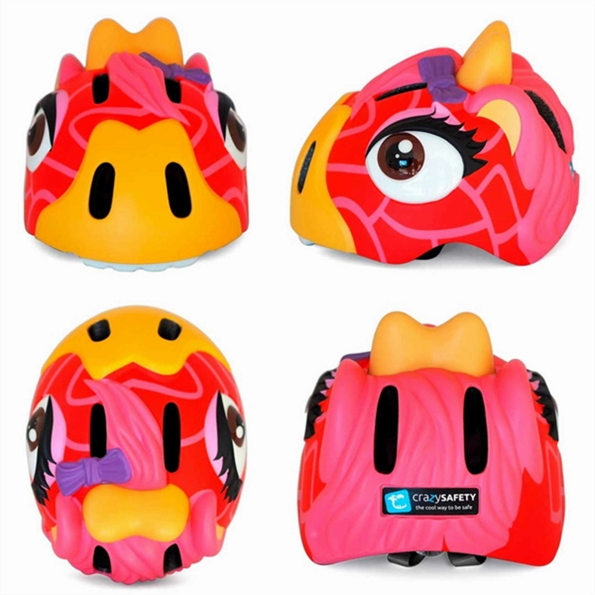 Crazy Safety Giraffe Bicycle Helmet Red