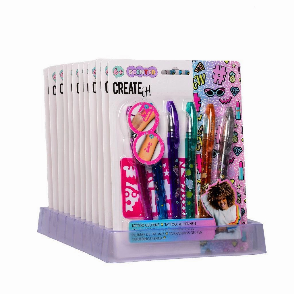 Create It! Tattoo Scent Pen 6 Pack & 2 Stencils