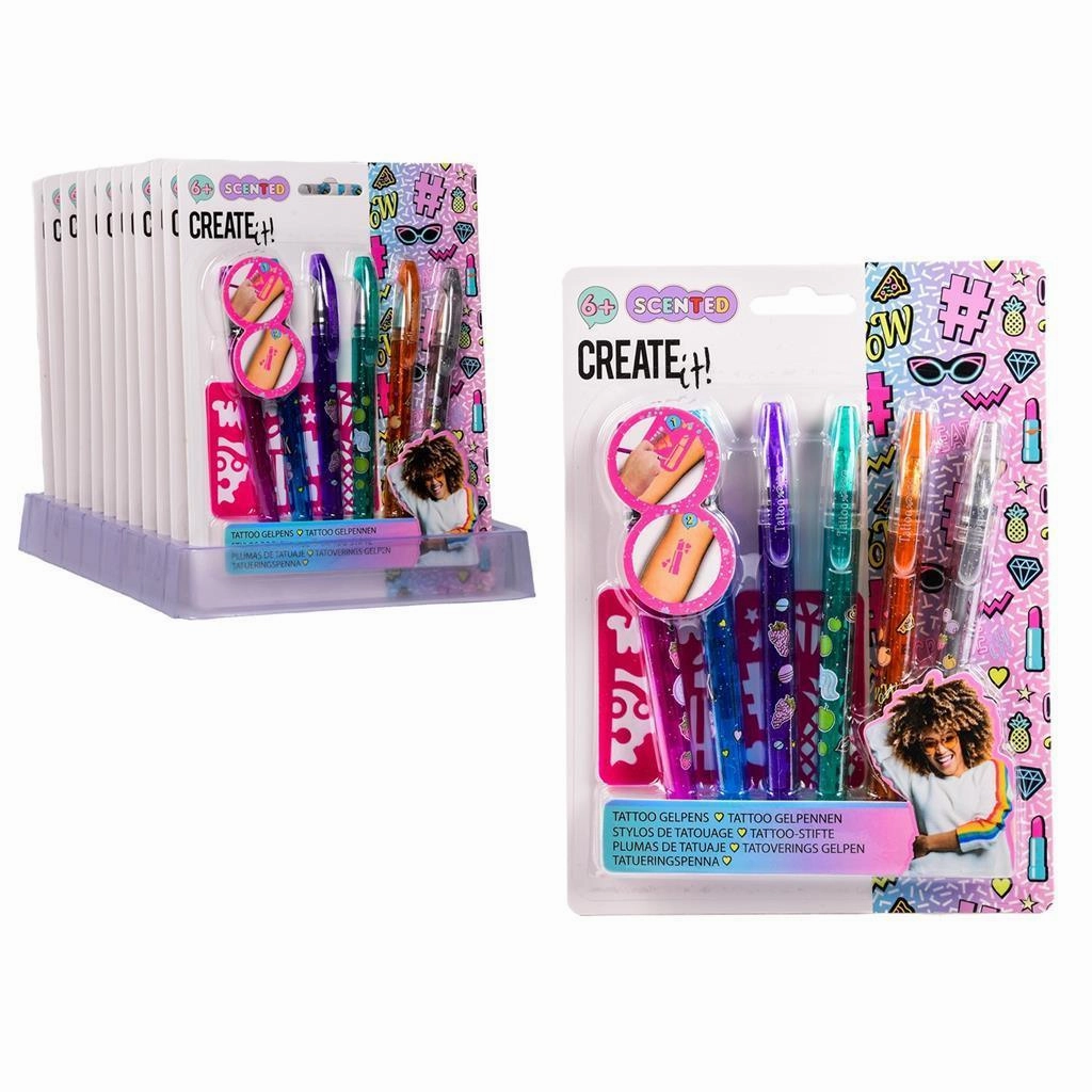 Create It! Tattoo Scent Pen 6 Pack & 2 Stencils
