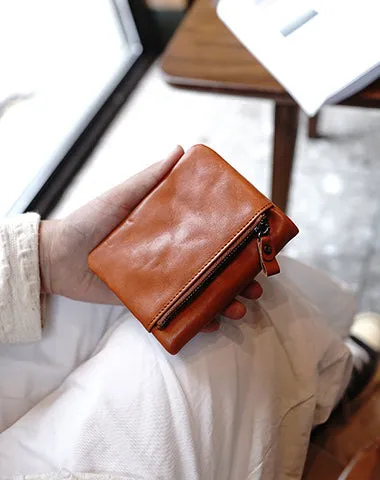 Cute Coffee Leather Womens Billfold Wallet Classic Vertical Small Wallet For Women