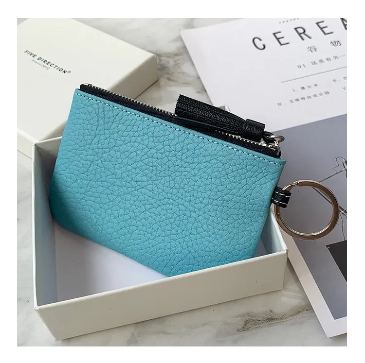 Cute Pink Leather Small Change Wallet Women Keychain with Wallet Zipper Coin Wallet For Women