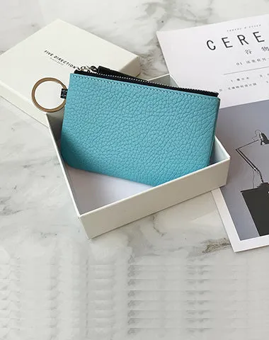 Cute Pink Leather Small Change Wallet Women Keychain with Wallet Zipper Coin Wallet For Women