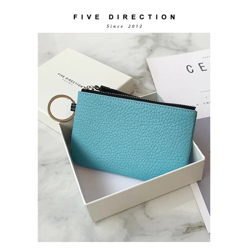 Cute Pink Leather Small Change Wallet Women Keychain with Wallet Zipper Coin Wallet For Women