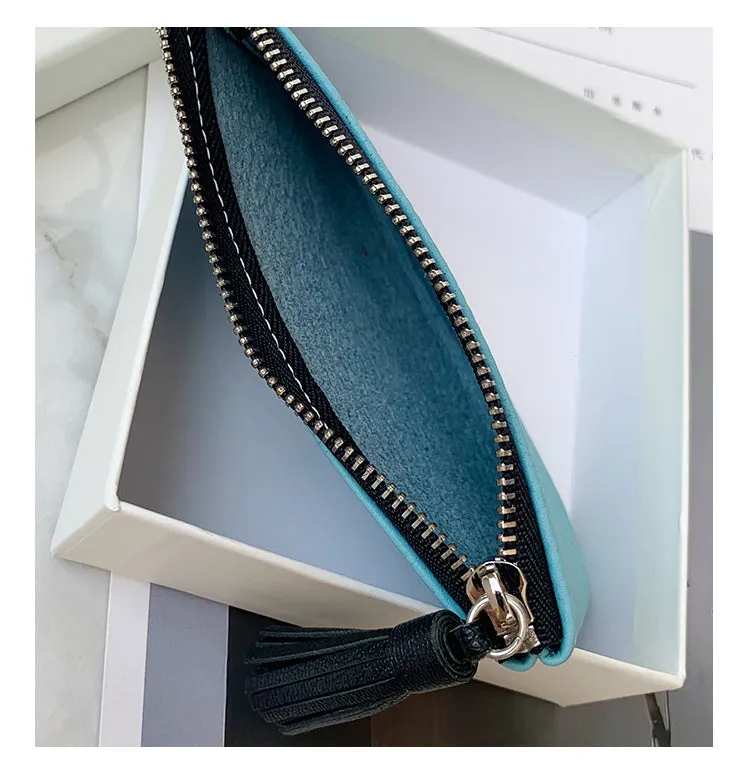 Cute Pink Leather Small Change Wallet Women Keychain with Wallet Zipper Coin Wallet For Women