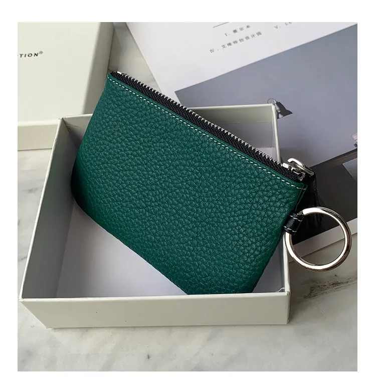 Cute Pink Leather Small Change Wallet Women Keychain with Wallet Zipper Coin Wallet For Women