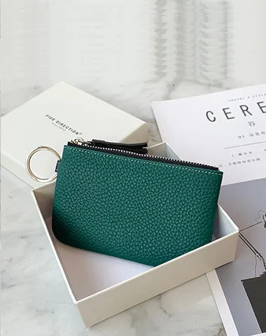 Cute Pink Leather Small Change Wallet Women Keychain with Wallet Zipper Coin Wallet For Women
