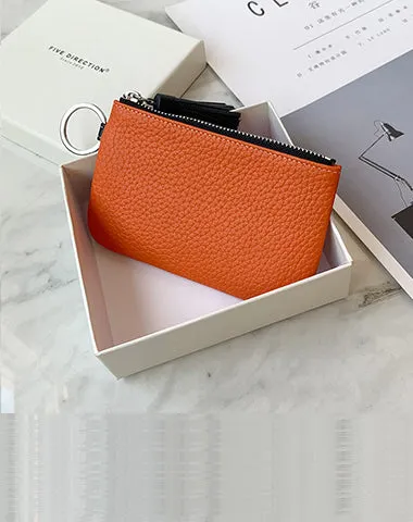 Cute Pink Leather Small Change Wallet Women Keychain with Wallet Zipper Coin Wallet For Women