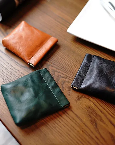 Cute Women Black Leather Change Wallet Slim Coin Wallets Headphone Case Cord Organizer For Women