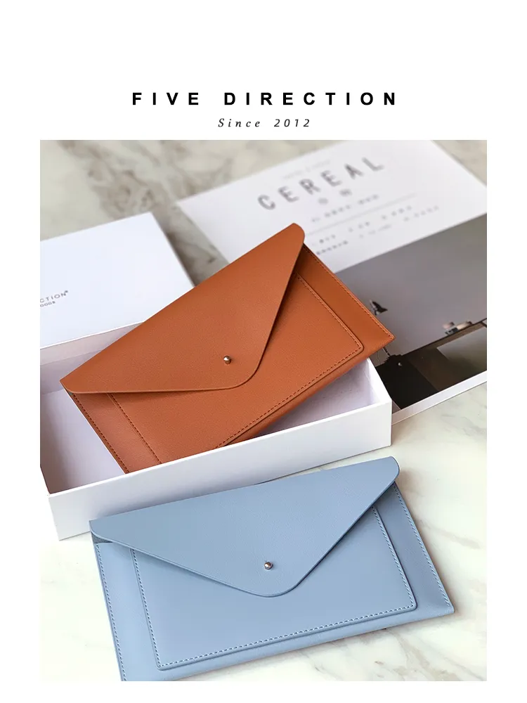 Cute Women Black Leather Envelope Clutch Wallet White Slim Large Long Travel Wallet For Women