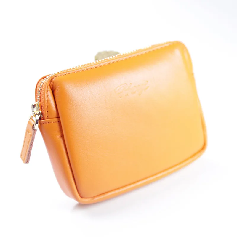 Cute Women Blue Leather Mini Zip Billfold Wallet Coin Wallet Small Zip Change Wallets For Women