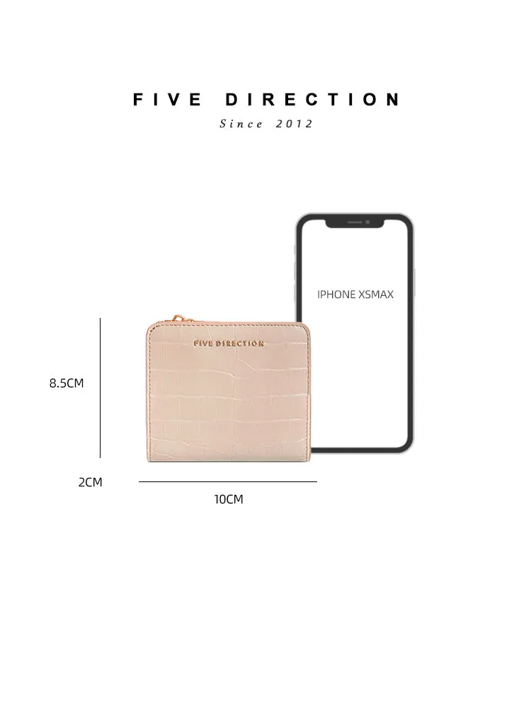 Cute Women Blue Vegan Leather Small Wallet Crocodile Pattern Billfold with Coin Pocket For Women
