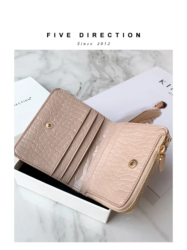 Cute Women Blue Vegan Leather Small Wallet Crocodile Pattern Billfold with Coin Pocket For Women