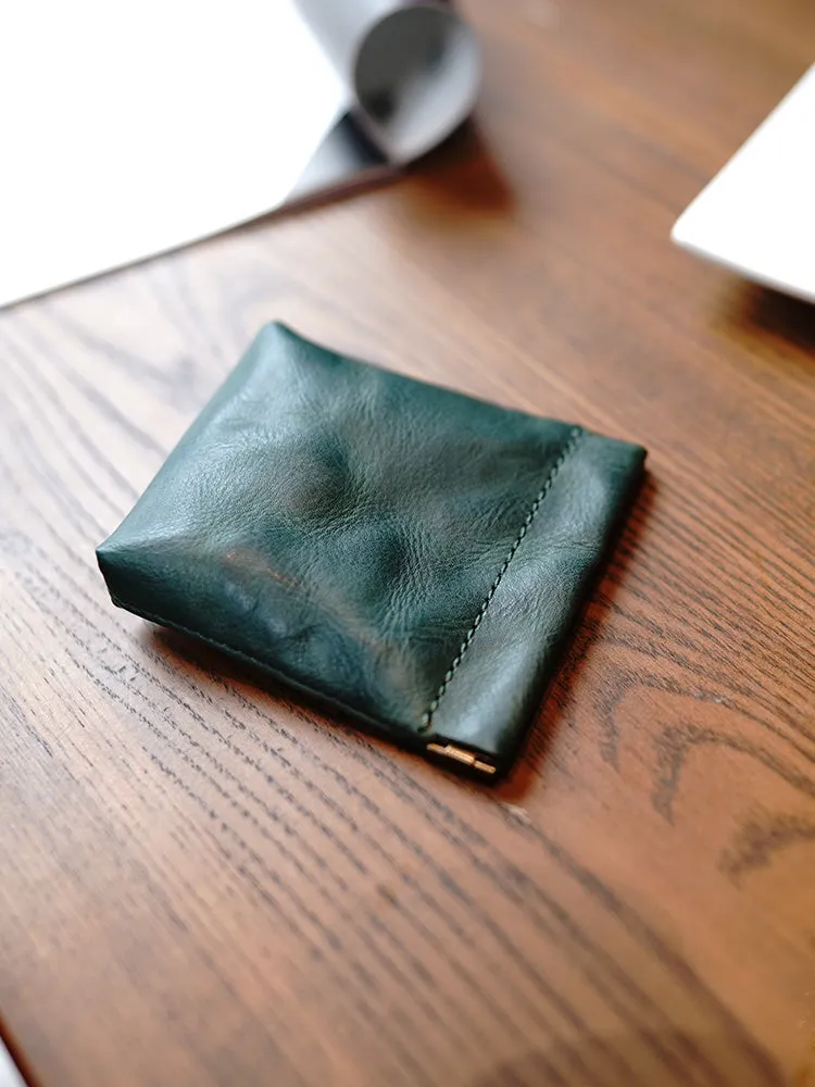 Cute Women Brown Leather Change Wallet Slim Coin Wallets Headphone Case Cord Organizer For Women
