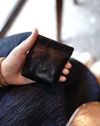 Cute Women Brown Leather Change Wallet Slim Coin Wallets Headphone Case Cord Organizer For Women
