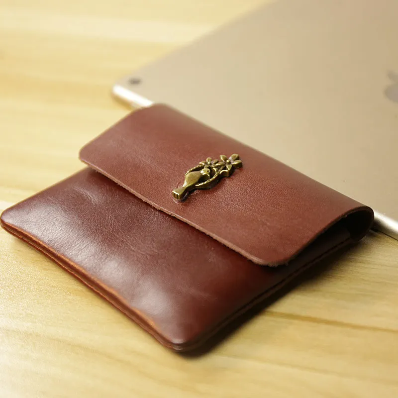 Cute Women Brown Leather Mini Coin Wallet Love Heart Change Wallet For Women