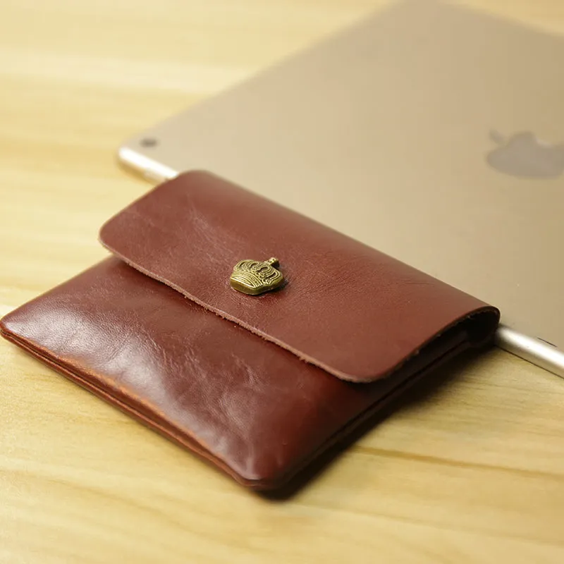 Cute Women Brown Leather Mini Coin Wallet Love Heart Change Wallet For Women