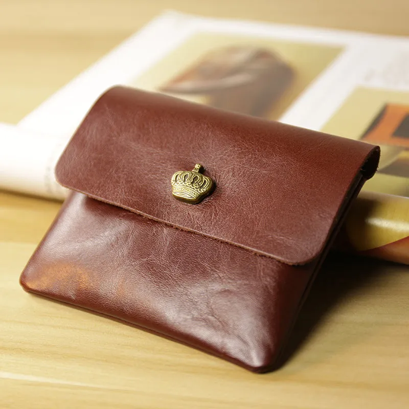 Cute Women Brown Leather Mini Coin Wallet Love Rose Change Wallet For Women