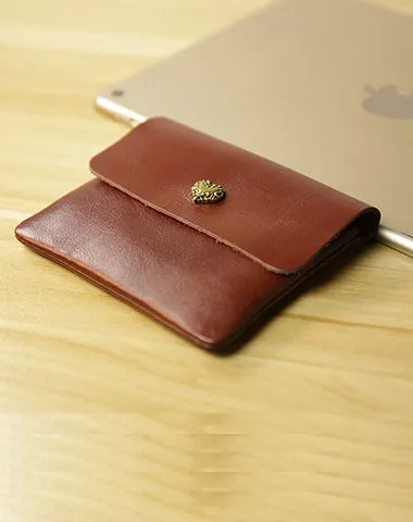Cute Women Brown Leather Mini Coin Wallet Love Rose Change Wallet For Women