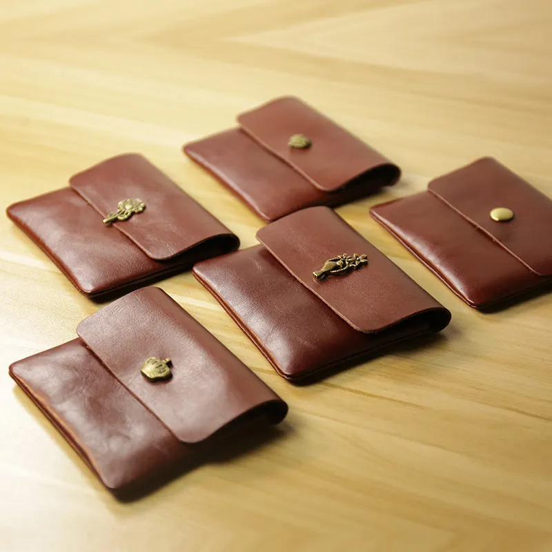 Cute Women Brown Leather Mini Coin Wallet Love Rose Change Wallet For Women