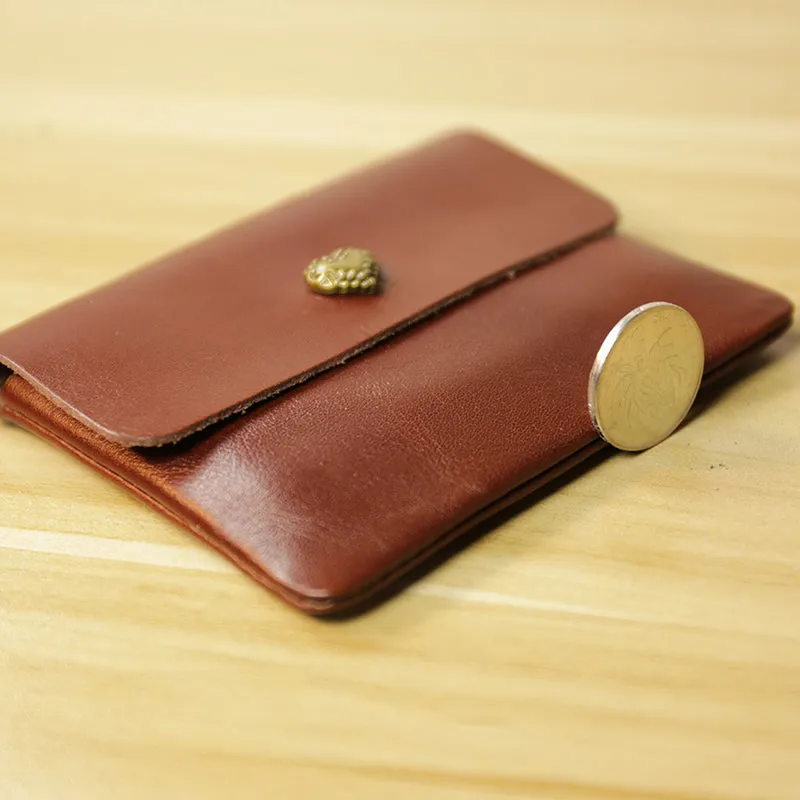 Cute Women Brown Leather Mini Coin Wallet Love Rose Change Wallet For Women