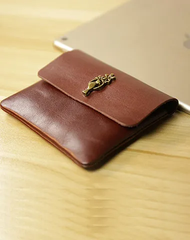 Cute Women Brown Leather Mini Coin Wallet Love Rose Change Wallet For Women
