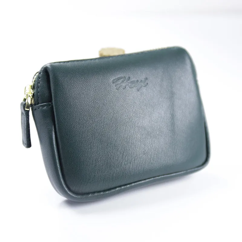 Cute Women Brown Leather Mini Zip Billfold Wallet Coin Wallet Small Zip Change Wallets For Women