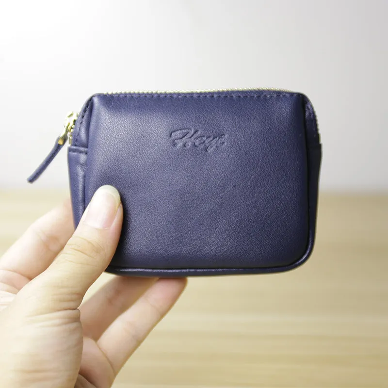 Cute Women Brown Leather Mini Zip Billfold Wallet Coin Wallet Small Zip Change Wallets For Women