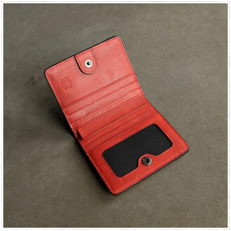 Cute Women Camel Leather Small Bifold Wallet Billfold Wallet with Coin Pocket For Women