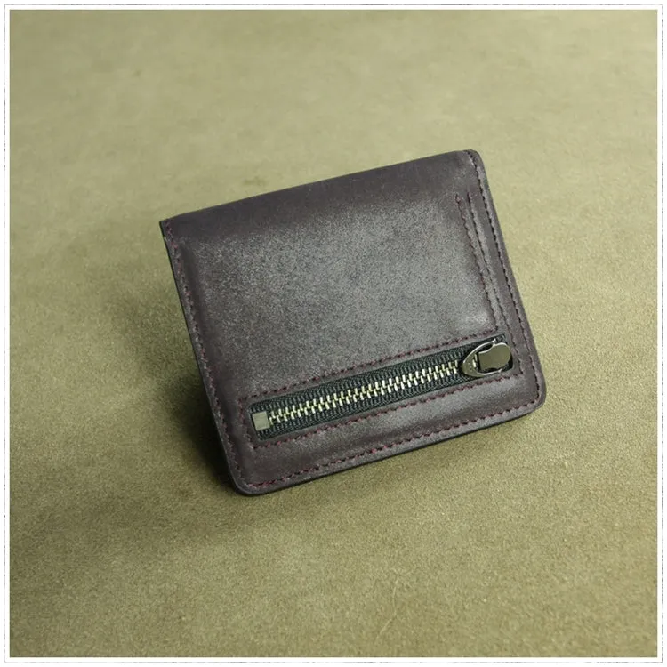 Cute Women Camel Leather Small Bifold Wallet Billfold Wallet with Coin Pocket For Women