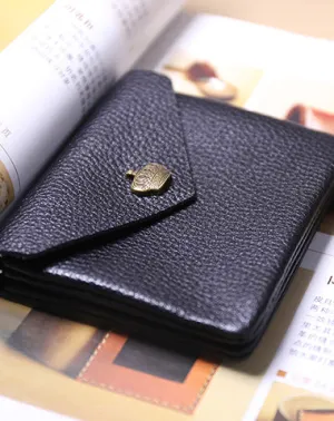Cute Women Crown Black Leather Mini Billfold Wallet Coin Wallets Slim Change Wallets For Women