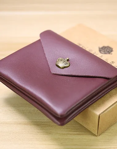 Cute Women Crown Blue Leather Mini Billfold Wallet Coin Wallets Slim Change Wallets For Women
