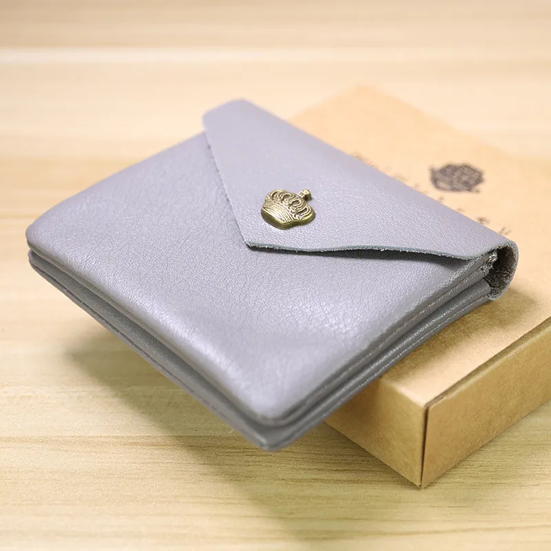 Cute Women Crown Red Leather Mini Billfold Wallet Coin Wallets Slim Change Wallets For Women