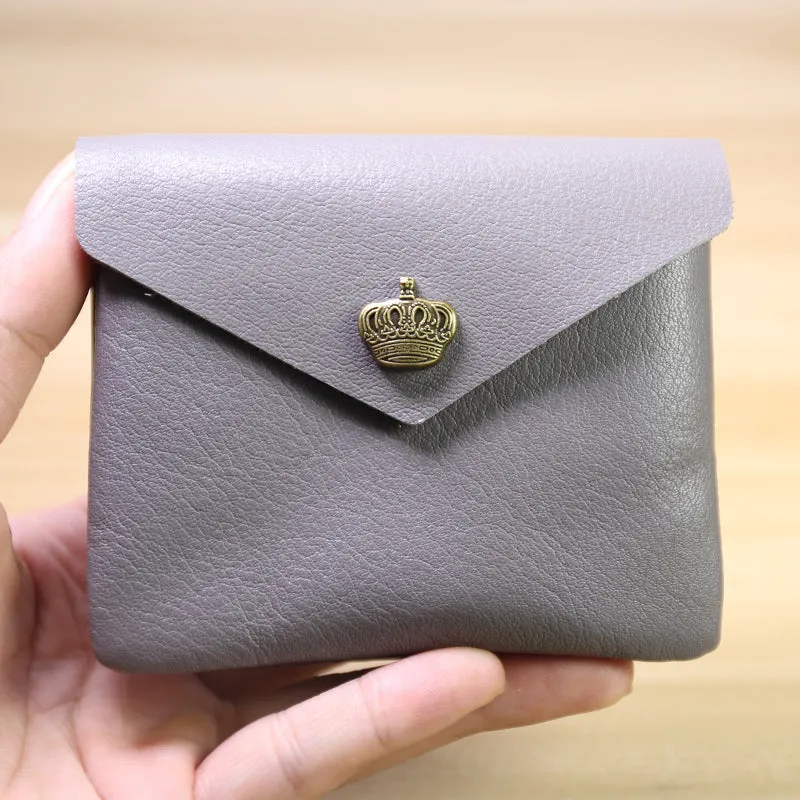 Cute Women Crown Red Leather Mini Billfold Wallet Coin Wallets Slim Change Wallets For Women