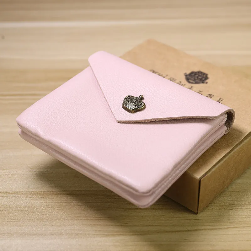 Cute Women Crown Red Leather Mini Billfold Wallet Coin Wallets Slim Change Wallets For Women