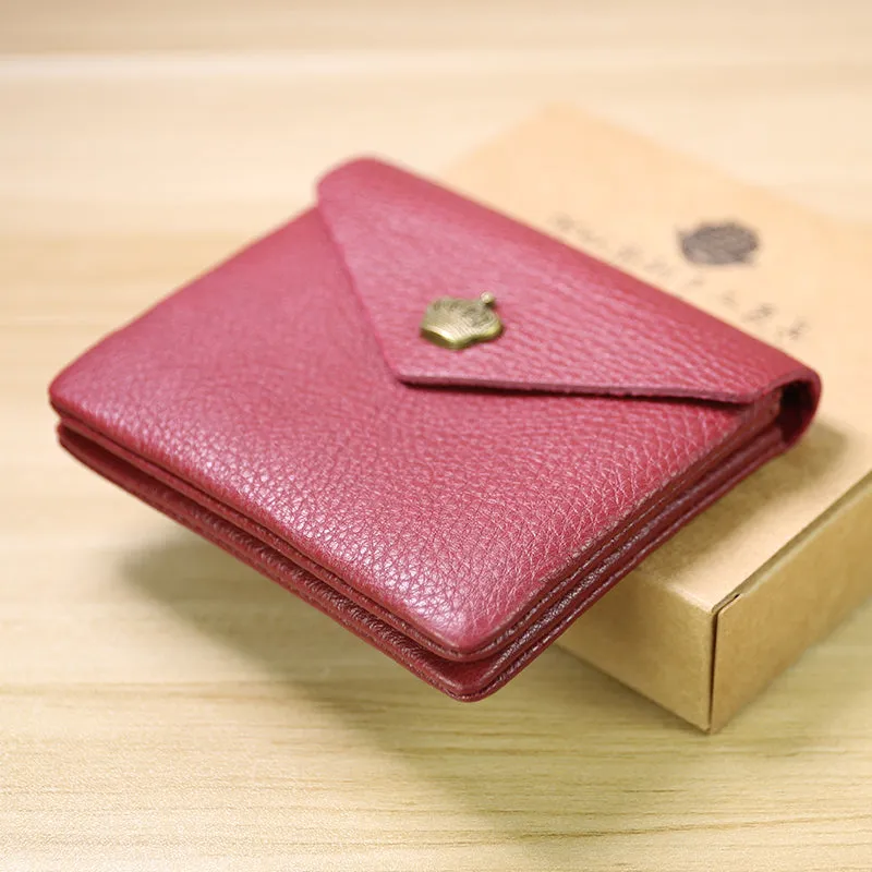 Cute Women Crown Red Leather Mini Billfold Wallet Coin Wallets Slim Change Wallets For Women