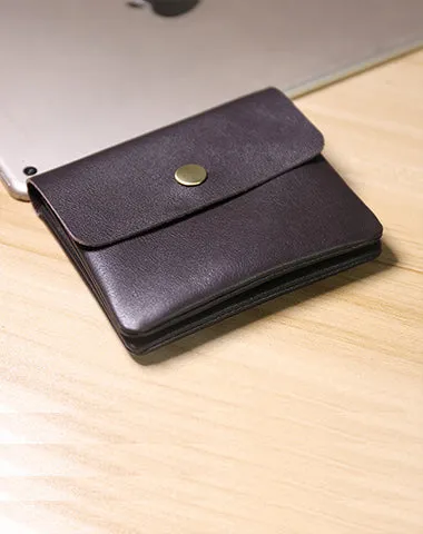 Cute Women Dark Brown Leather Mini Zip Coin Wallets Change Wallets Slim Billfold Wallet For Women