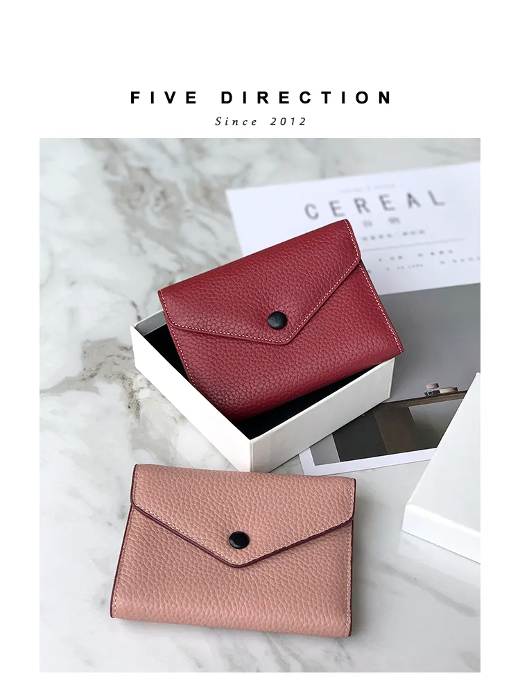 Cute Women Envelope Yellow Leather Small Wallet Billfold Envelope Small Wallet For Ladies