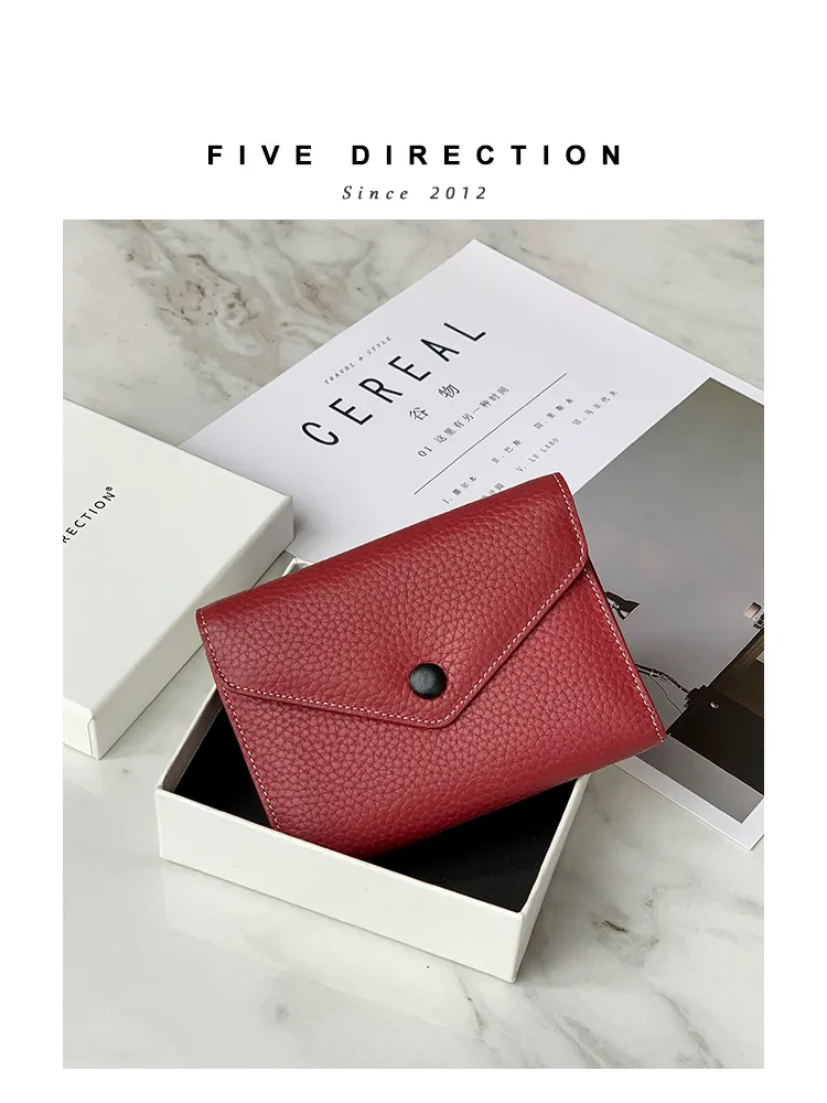 Cute Women Envelope Yellow Leather Small Wallet Billfold Envelope Small Wallet For Ladies