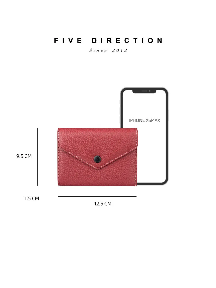 Cute Women Envelope Yellow Leather Small Wallet Billfold Envelope Small Wallet For Ladies