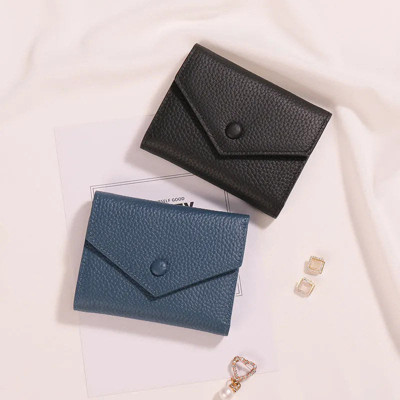 Cute Women Envelope Yellow Leather Small Wallet Billfold Envelope Small Wallet For Ladies
