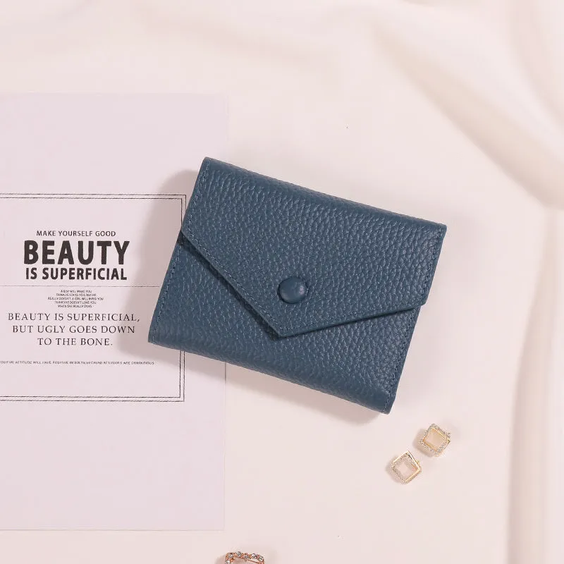 Cute Women Envelope Yellow Leather Small Wallet Billfold Envelope Small Wallet For Ladies