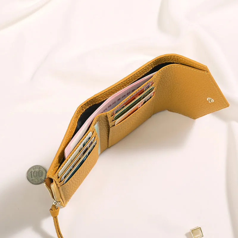Cute Women Envelope Yellow Leather Small Wallet Billfold Envelope Small Wallet For Ladies