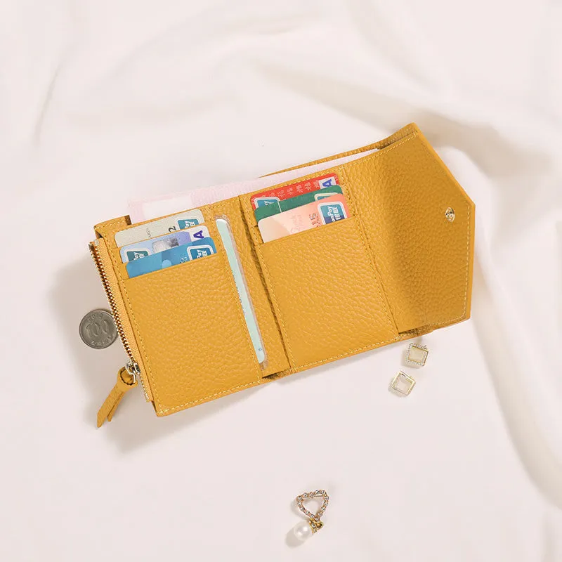 Cute Women Envelope Yellow Leather Small Wallet Billfold Envelope Small Wallet For Ladies