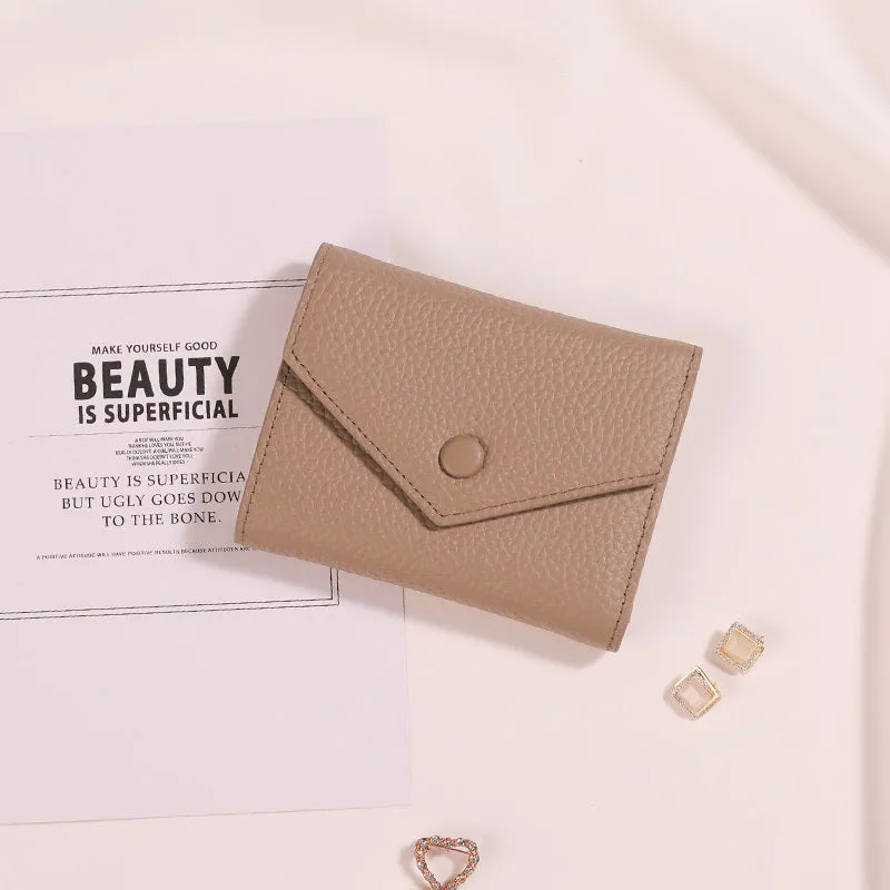 Cute Women Envelope Yellow Leather Small Wallet Billfold Envelope Small Wallet For Ladies