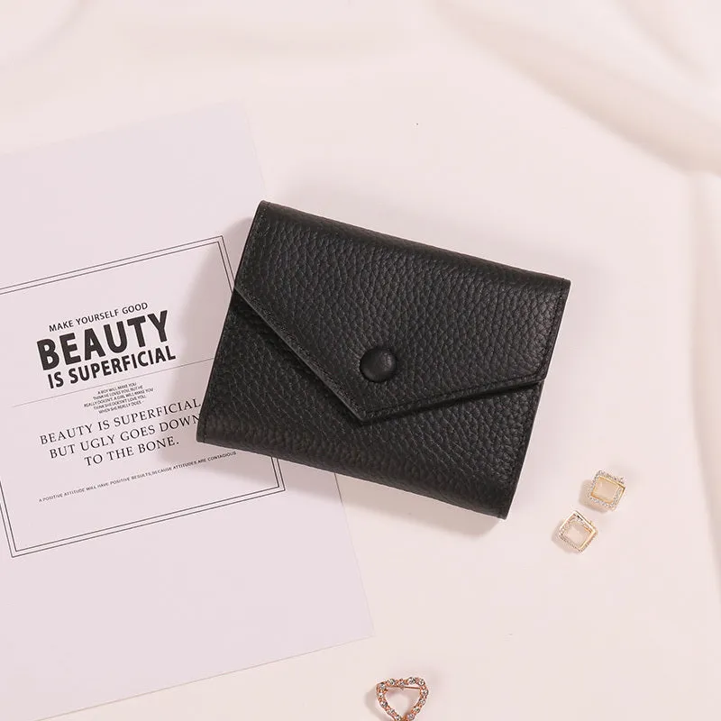 Cute Women Envelope Yellow Leather Small Wallet Billfold Envelope Small Wallet For Ladies