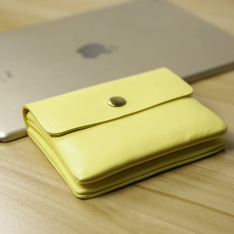Cute Women Fluorescent Green Leather Mini Zip Coin Wallets Change Wallets Slim Billfold Wallet For Women
