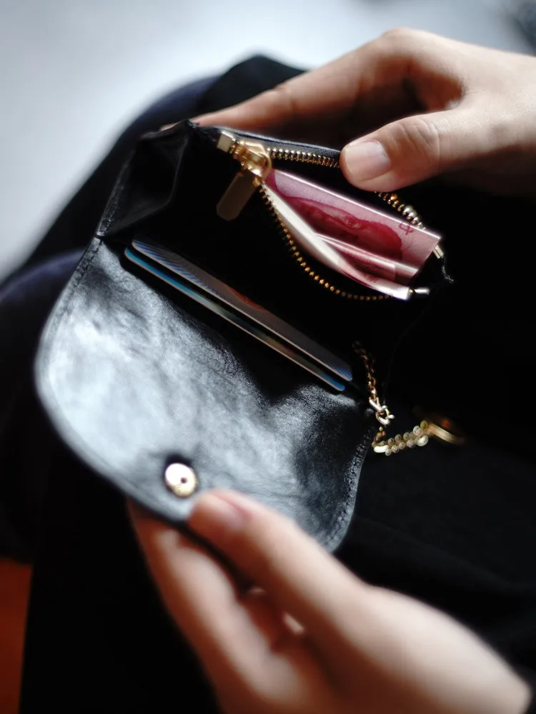 Cute Women Green Leather Mini Wallet with Keychain Billfold Minimalist Coin Wallet Small Zip Change Wallet For Women